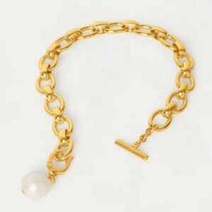 Dean Davidson Florence Statement Bracelet 22k Gold Plated Freshwater Pearl EUC!